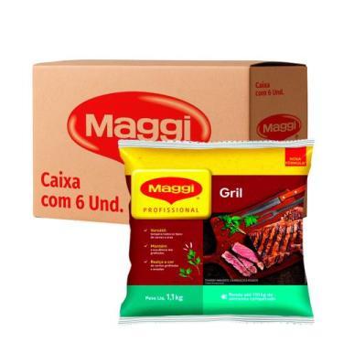Imagem de Caixa com 6 Tempero Maggi Gril Carnes Churrasco Profissional 1,1kg Ori