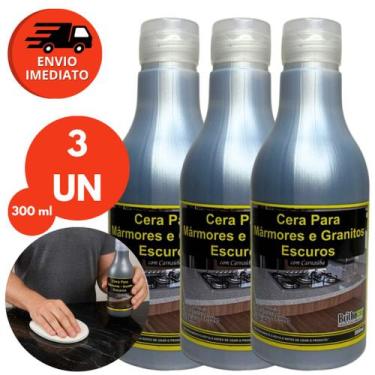 Imagem de Cera Mármore E Granito Preto E Escuro Com Carnaúba 300ml Proteção Bril