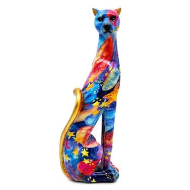 Imagem de Colorful Leopard Statue Art Figurine Sculpture Collectible Gifts for Leopard Lover Office Home Decor Desk Accessories Decoration Garden Figurines Outdoor Decor (Color F)