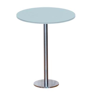 Imagem de Mesa Pisa Beta Bistrô Fratini 107,50cm (a) Disco Redondo Inox Tampo Mdp Redondo Cinza 60cm (l)