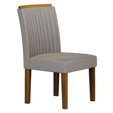Imagem de Cadeira Para Mesa De Jantar Jade Mdf Freijó Linho Cinza - Leifer Móveis