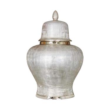 Imagem de WeiLaiKeQi Lata de chá de cerâmica, jarra de gengibre de porcelana, vaso de flores decorativo chinês, ornamento de mesa para estante de livros, quarto, S