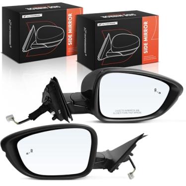 Imagem de A-Premium Par (2) espelhos retrovisores elétricos para motorista e passageiro - compatível com Honda Accord 2023 2024 - Retrovisor retrovisor externo preto dobrável manual aquecido com seta e detecção