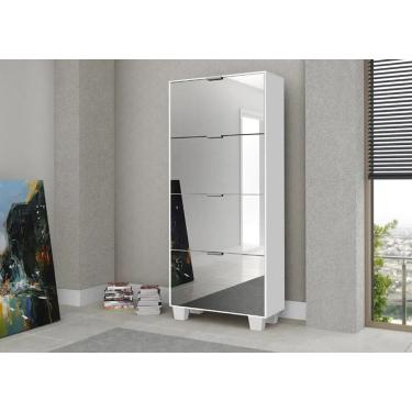 Imagem de Sapateira Armário Multiuso Londres com Espelho Branco