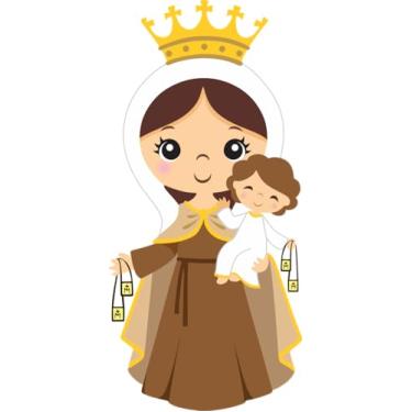 Imagem de Almofada Naninha para Bebê Nossa Senhora do Carmo 30 Cm de Altura