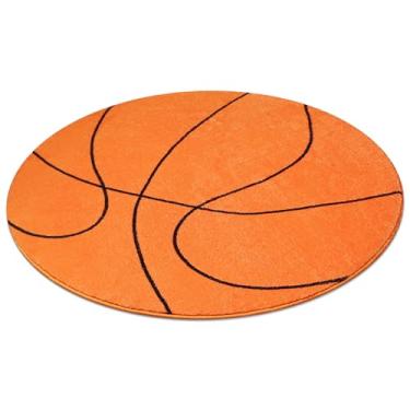 Imagem de JOINSI Tapete de basquete 78,7 cm x 78,7 cm tapete de banheiro redondo, antiderrapante para quarto de crianças, meninos, sala de estar, sala de jogos (basquetebol)