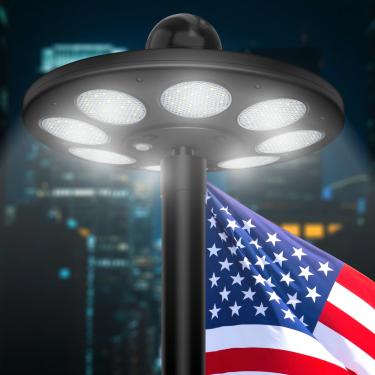 Imagem de Bmonafy Luz de mastro de bandeira alimentada por energia solar-136 luzes de mastro solar de LED, ultra brilhante para mastros de bandeira de 15 a 25 pés, lâmpada de mastro de bandeira externa do