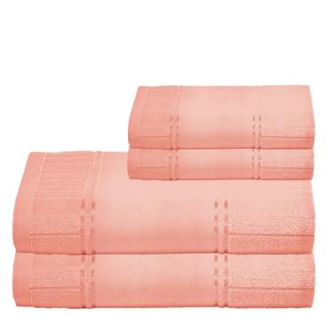 Imagem de Kit 2 Toalhas De Banho E 2 Rosto Para Pintar Artesanalle – Jogo de Toalhas Premium 2 Peças com Barra para Pintar ou Bordar em Máquina – Diversas Cores (Terracota 10589)