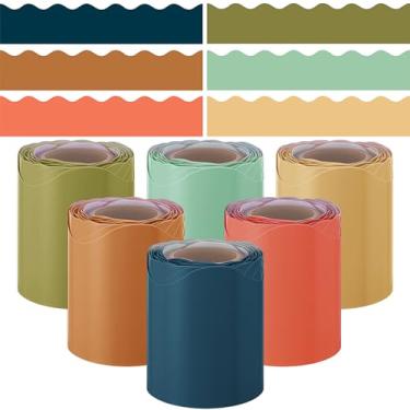 Imagem de TaoBary 6 rolos coloridos para quadro de avisos, decoração de quadro de avisos para sala de aula, quadro de avisos, para escola, quadro branco, cortiça, quadro-negro, parede (cor de viagem, 30 m)