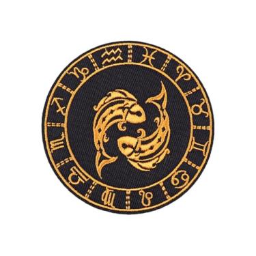 Imagem de Ruoming Ruoming 1 peça de remendos decorativos de constelação bordados a ferro, suporte adesivo, para roupas e acessórios (peixes)