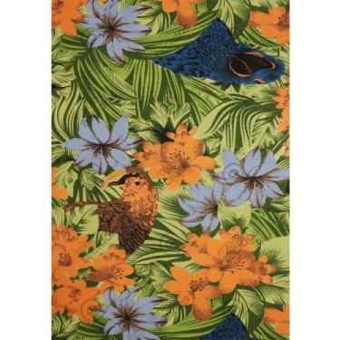 Imagem de Tecido Gorgurinho Arara Azul Floral Azul - 1,50m de Largura