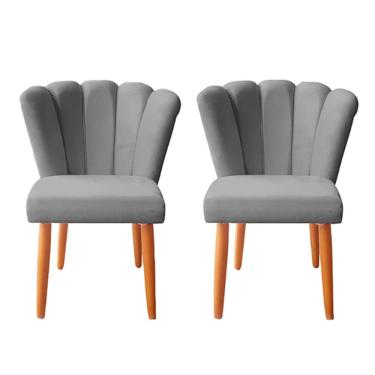 Imagem de Kit 2 Cadeiras Poltrona Sala de Jantar Penteadeira Reforçada Decorativa Pétala Suede