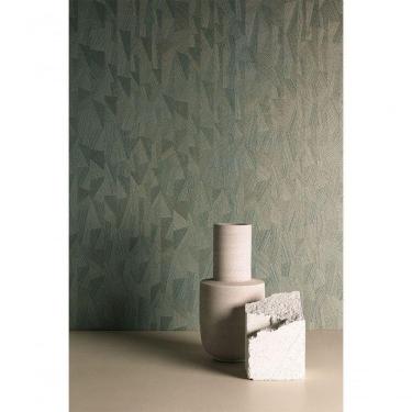 Imagem de Papel De Parede Muse Geométrico Verde E Dourado Metalizado Mu3006