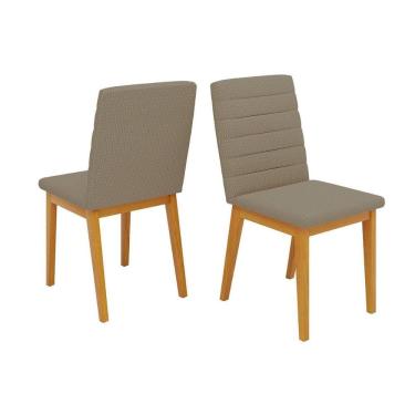 Imagem de Cadeira Sala de Jantar Sofia Madeira Kit 2 un Ipe/Linho Bege - DJ Móveis