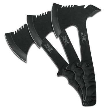 Imagem de JXE JXO Conjuntos De Machados De Arremesso, 10,2 Pol., Pacote Com 3 Machados Tomahawk, Espiga Completa Em Aço Inoxidável 420Hc, Design Para Arremessos De Gaviões, Recreação E Competição