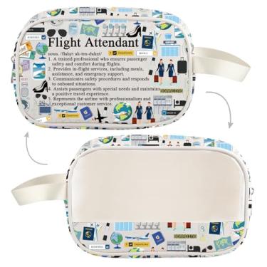 Imagem de UJIMS Bolsa de cosméticos para comissária de bordo para presente de tripulação de aviação, bolsa de maquiagem para aeromoça, presente seguro para moscas (FlightAttendantMbag)