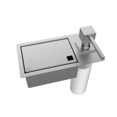 Imagem de Porta Esponja 21x11cm C/ Dispenser Detergente Inox Quadrado - HZ