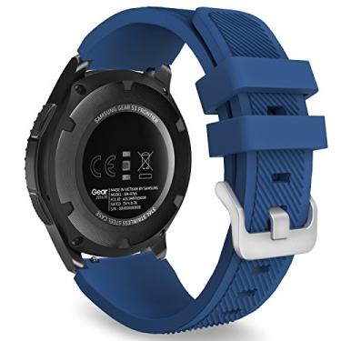 Imagem de MoKo Pulseira compatível com Samsung Galaxy Watch 3 de 45 mm/Gear S3 Frontier/Classic/Galaxy Watch 46 mm/Huawei Watch GT2 Pro/GT 46 mm/GT2 46 mm/Ticwatch Pro 3, pulseira de silicone compatível com pulseira de 22 mm, azul escuro