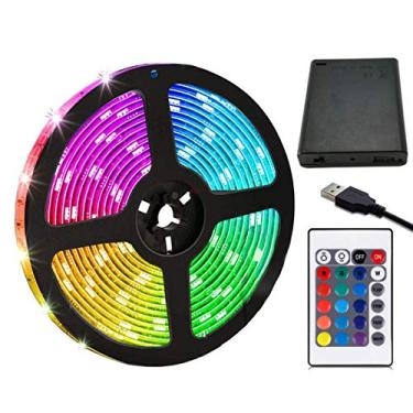 Imagem de Lâmpadas de LED alimentadas por bateria, 2 m RGB de LED SMD5050 60 LEDs, luzes de corda, mudança de cor, kit de fita de LED flexível para casa, quarto, faça você mesmo, festa em ambientes internos e externos, 7.1 * 4.5 * 0.6, Multicolor