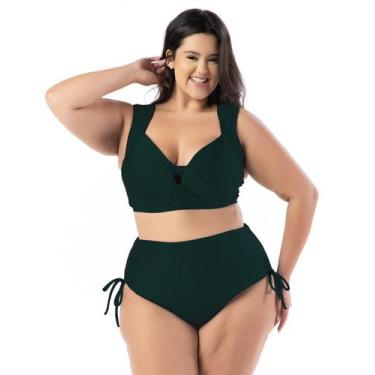Imagem de Biquíni Plus Size Com Bojo Reforçado Cintura Alta E Textura - WA modas