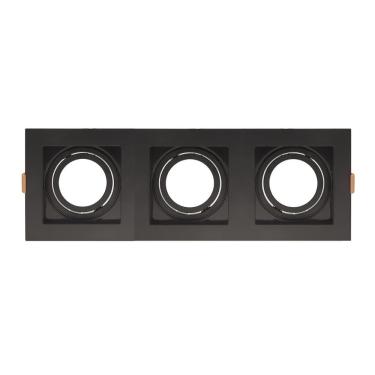 Imagem de Spot de Embutir Quadrado Recuado Triplo Par 20 Direcionável Preto
