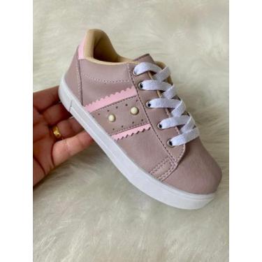 Imagem de Tênis Infantil Feminino com detalhe de Pérolas - Pequena Rainha, Rosa,