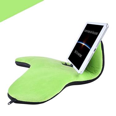 Imagem de OKATOPGEAKO Suporte de almofada macia multiângulo para tablets, iPads, telefones celulares, eReaders, livros, revistas, cabe em almofadas de até 32,8 cm (verde grama)