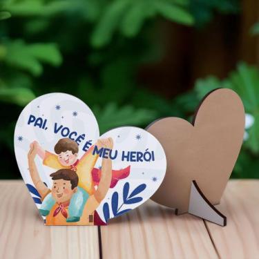 Imagem de Kit 10 Lembrancinhas Coração MDF Celebração Dia dos Pais - Bazar dos Q