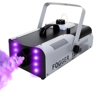 Imagem de Máquina de fumaça de neblina de 1500 W com 8 luzes LED RGB, controle remoto, saída de neblina densa, para Halloween, Natal, festas, shows de DJ, efeitos de palco