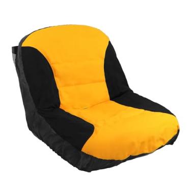 Imagem de Capa de assento de trator de grama compatível com John Deere, capa de assento de cortador de grama substitui para cadete filhote, Yard Man preto e amarelo (médio)