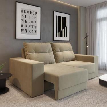 Imagem de Sofá Aurora Retrátil 1,40m 2 Lugares em Suede - CIALAR MÓVEIS, BEGE
