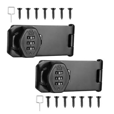 Imagem de Cozy Tower Fechadura de combinação de ferrolho de 10 cm 180 graus para armário, gaveta, porta de armário, porta de galpão de garagem (preto, pacote com 2)