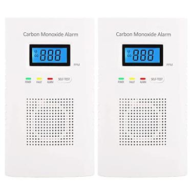 Imagem de Detector de monóxido de carbono com plugue AC, medidor de monóxido de carbono WESHLGD reserva de bateria, monitor de alarme CO com visor LCD e aviso sonoro para casa/apartamento/hotel - pacote com 2