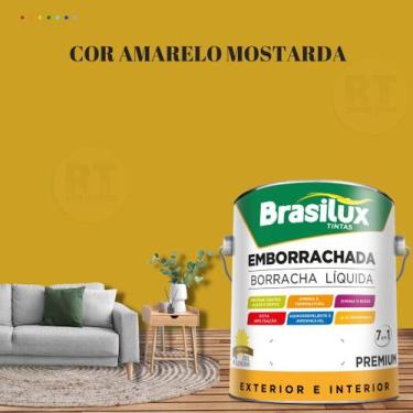 Imagem de Tinta Borracha Líquida Amarela Para Parede 3,2l  Lavável Impermeável B