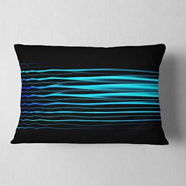 Imagem de Designart Chamas fractais azuis em preto abstrato sala de estar, sofá, enchimento de almofada + capa de almofada impressa em ambos os lados 30,5 x 50,8 cm