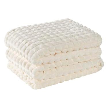 Imagem de Cobertor Queen Willow em Microfibra Flannel, 240 x 220 cm, Alto Relevo, Ultramacio (Marfim)