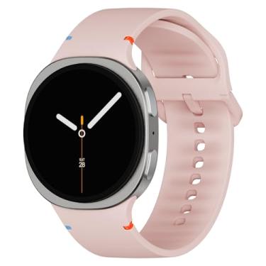Imagem de Pulseiras esportivas compatíveis com Samsung Galaxy Watch 8/8 Classic, pulseira de substituição de silicone macio sem lacuna com um clique para Galaxy Watch 8 40 de 44 mm/8 Classic de 46 mm e rosa / M