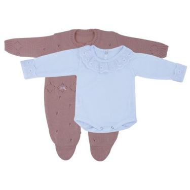 Imagem de Kit Macacão Links Rosa e Body Com Gola e Punho de Renda - Kowak, Rosa,