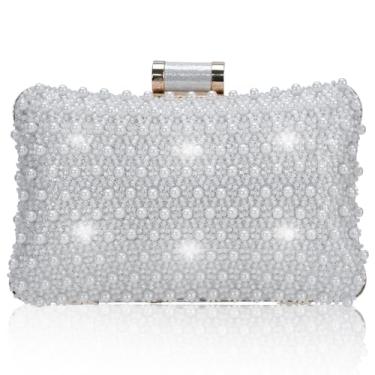 Imagem de TRBSXRT Bolsas clutch de tecido, bolsa elegante para mulheres, bolsa de mão de tecido formal, C - prata
