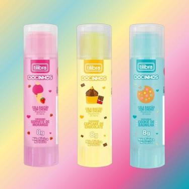 Imagem de Kit 03 Cola Em Bastão 8g Com Cheiro Cupcake Chocolate-Cookie Baunilha 