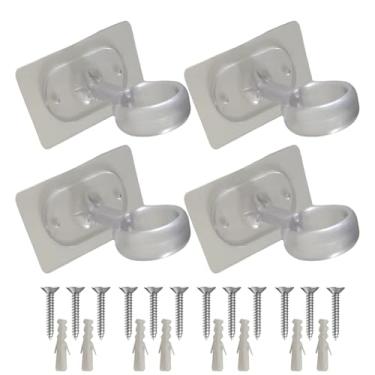 Imagem de Rrlihjgu Suporte Para Vara De Cortina No Teto | Suportes Para Vara De Cortina De Chuveiro Montados No Teto - 4 Unidades Adesivos Sem Perfuração Ajustável 25 A 32 mm Para Casa Alugada Apartamento