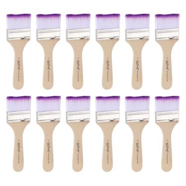 Imagem de HARFINGTON 20 pincéis pequenos de tinta plana de 4,8 cm e lascas de nylon com cabo de madeira para pintura de arte faça você mesmo, móveis, gabinete, cercas, deck, parede, porta, acabamento roxo