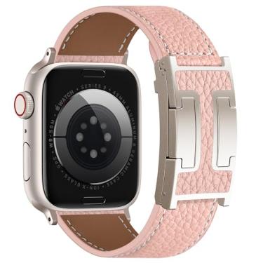 Imagem de Charlam Pulseira magnética de couro compatível com Apple Watch Series SE/10/9/8/7/6/5/4/3/2/1/Ultra 2 de 40 mm, 41 mm, 41 mm, 42 mm, 45 mm, 46 mm, 49 mm, 40 mm, 41 mm, 41 mm, 40 mm, 41 mm, 42 mm, 40