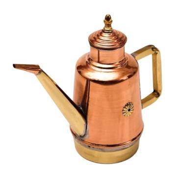 Imagem de Baoblaze Dispensador de óleo de cobre, acessório de cozinha, dispensador de vinagre de 450 ml, garrafa de azeite de oliva para buffets, pizzarias, hotéis, casa