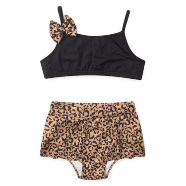 Imagem de Conjunto Biquíni Infantil Menina Preto Top Alcinha com Laço e Calcinha