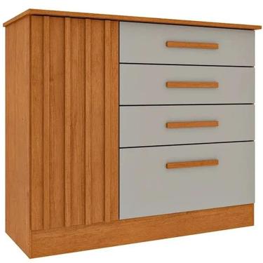 Imagem de Cômoda Guarani Ripado 4 Gavetas 1 Porta Tcil Cor Cinamomo Off White