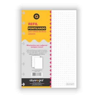 Imagem de Refil de folhas Pontilhado para Caderno de Discos Pequeno 50 folhas com 8 furos abyara graf compatível com caderno inteligente