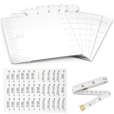 Imagem de XYDHQS Espelho de gráfico de crescimento, espelho de parede versátil para crianças com gráfico de crescimento, régua decorativa de acrílico para medição de altura com adesivos e fita métrica para