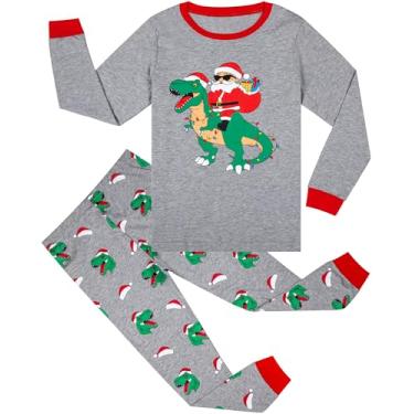 Imagem de HONGTEYA Roupas infantis de Halloween para meninos e meninas de algodão esqueleto roupas infantis tamanho 3-7 anos, Dinossauros de Natal, 7 Years