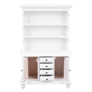 Imagem de Sanpyl 1/12 Armário de Armário Em Miniatura Cabineira, 1:12 Scale Dollouse Furniture Bookshelf Display, Com Gavetas de Armazenamento e Portas Duplas (Branco)
